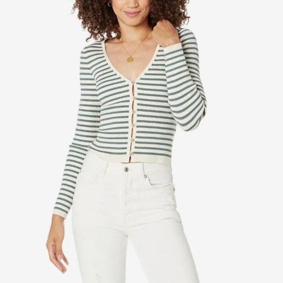 Madewell Carmon Crop Sweater in Stripe - Picture 1 of 11